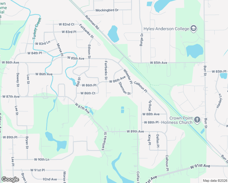 map of restaurants, bars, coffee shops, grocery stores, and more near 6605 West 86th Court in Crown Point
