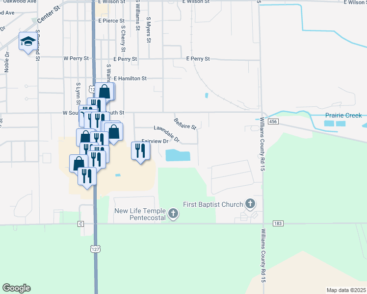 map of restaurants, bars, coffee shops, grocery stores, and more near 532 Lawndale Drive in Bryan