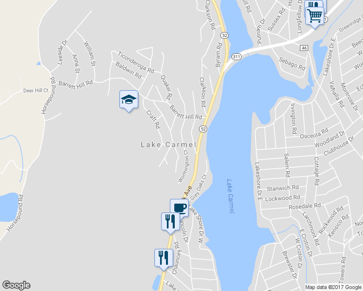 map of restaurants, bars, coffee shops, grocery stores, and more near 27 Worthington Court East in Carmel