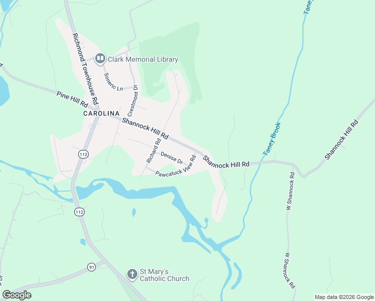 map of restaurants, bars, coffee shops, grocery stores, and more near 43 Shannock Hill Road in Richmond