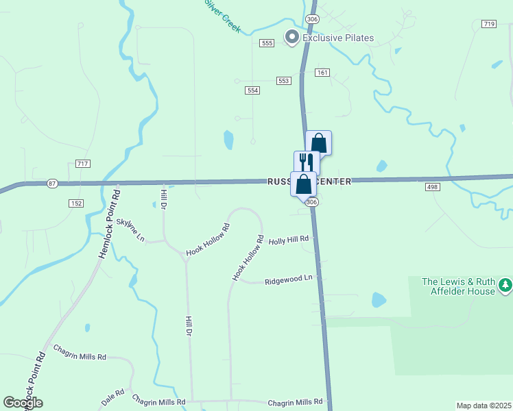 map of restaurants, bars, coffee shops, grocery stores, and more near 14949 Hook Hollow Road in Novelty