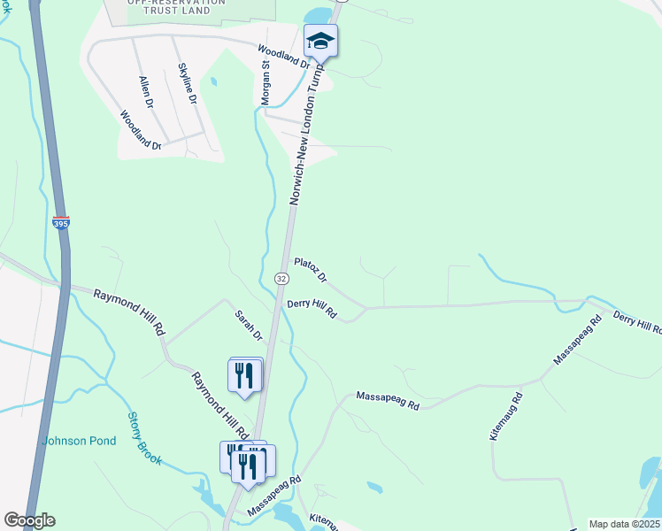 map of restaurants, bars, coffee shops, grocery stores, and more near 18 Katherine Court in Montville