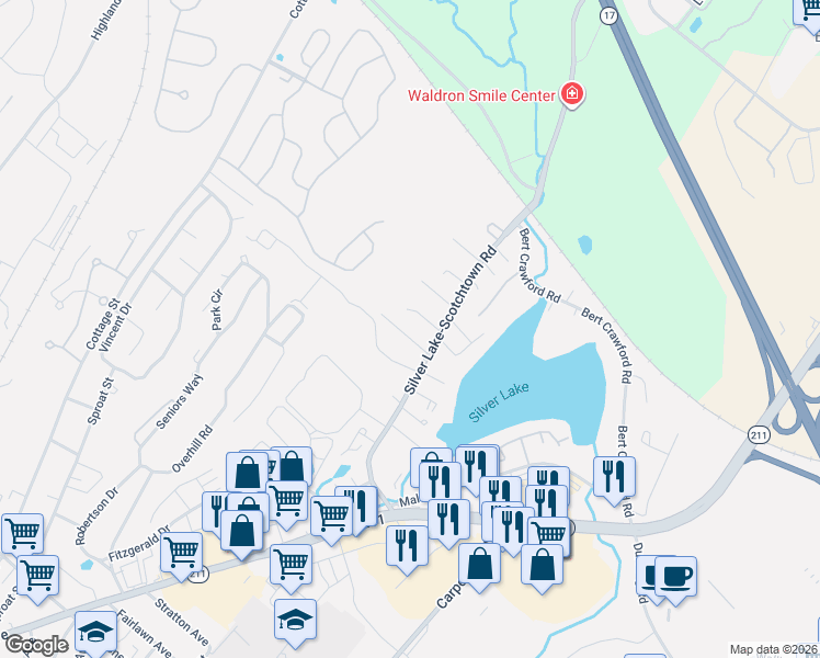 map of restaurants, bars, coffee shops, grocery stores, and more near 24 3rd Street in Middletown