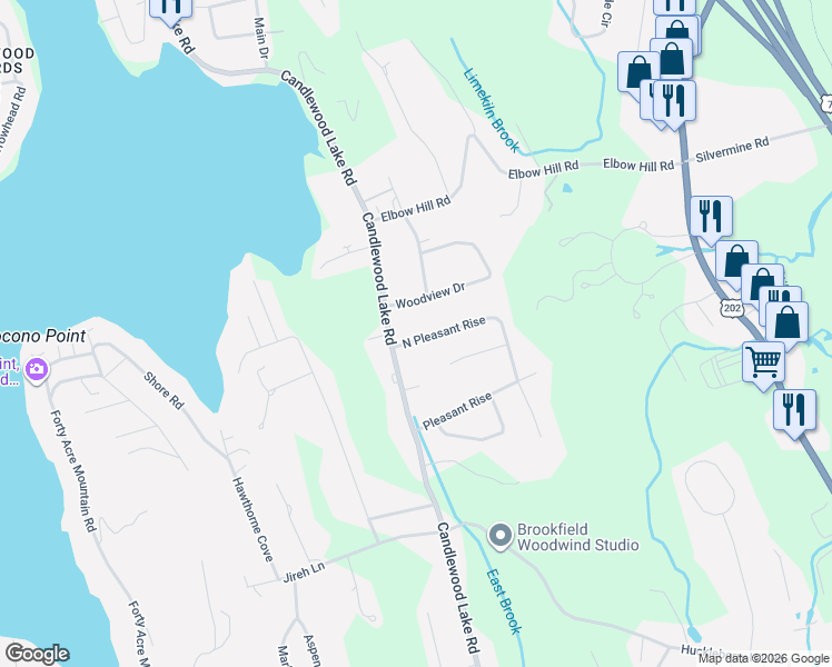 map of restaurants, bars, coffee shops, grocery stores, and more near 6 North Pleasant Rise in Brookfield