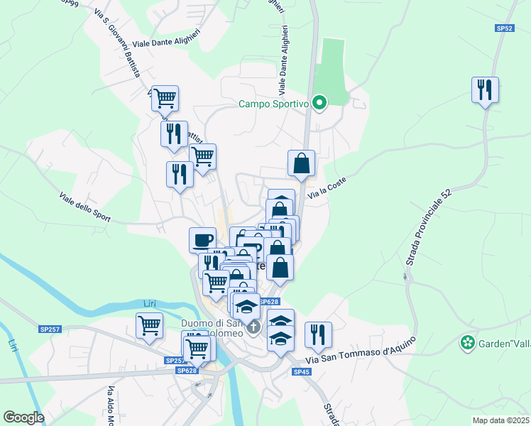 map of restaurants, bars, coffee shops, grocery stores, and more near 1 Via Salvo D'Acquisto in Pontecorvo