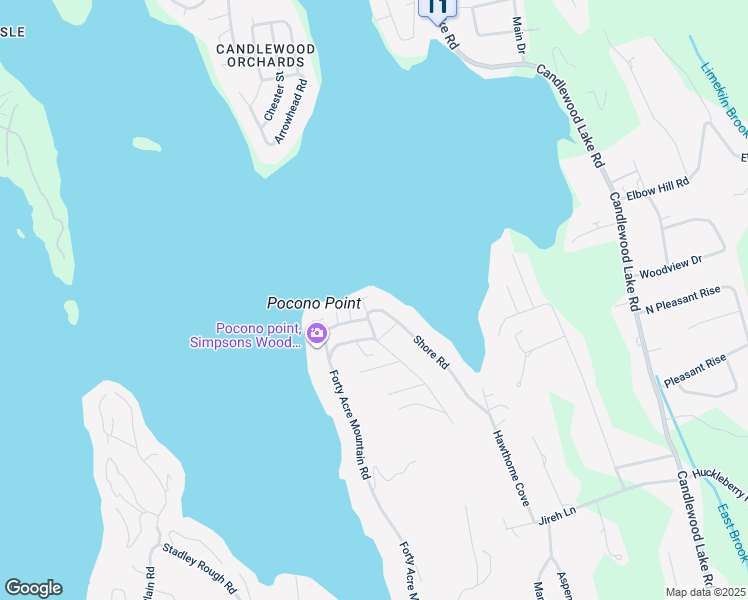 map of restaurants, bars, coffee shops, grocery stores, and more near 114 Pocono Point Road in Danbury