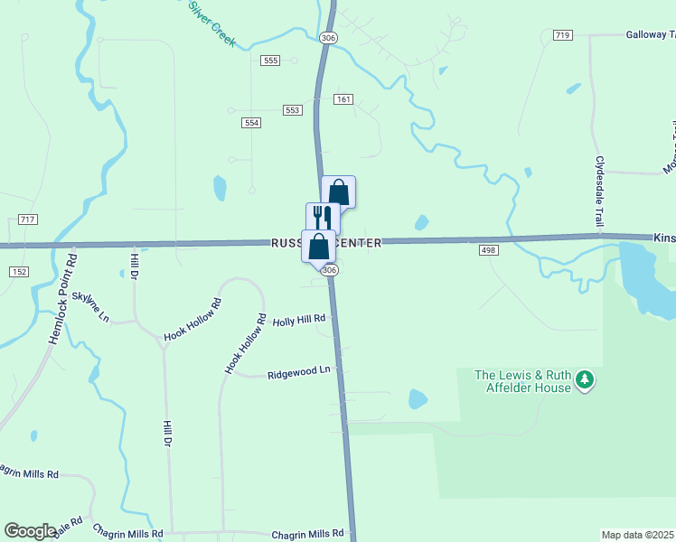 map of restaurants, bars, coffee shops, grocery stores, and more near 14931 Chillicothe Road in Geauga County