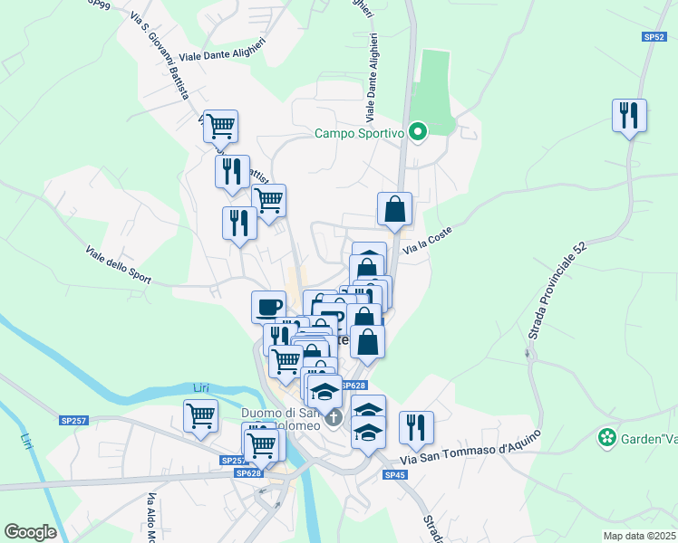 map of restaurants, bars, coffee shops, grocery stores, and more near 1 Via Salvo D'Acquisto in Pontecorvo