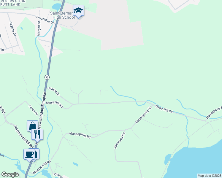 map of restaurants, bars, coffee shops, grocery stores, and more near 42 Riched Lane in Montville