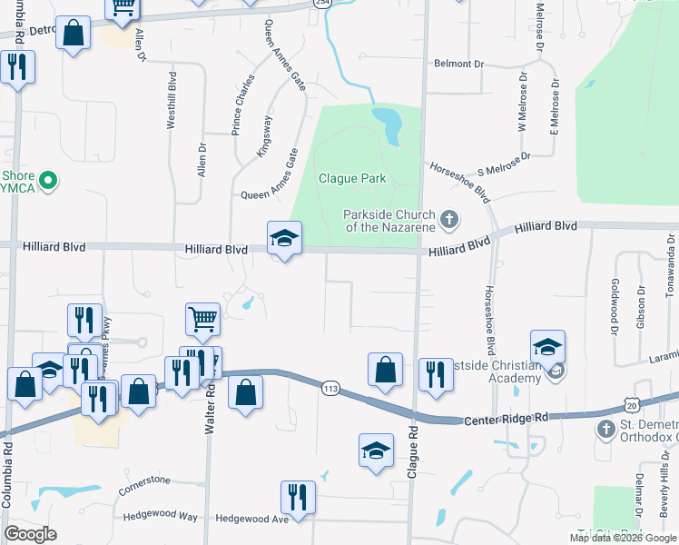 map of restaurants, bars, coffee shops, grocery stores, and more near 1783 Donna Drive in Westlake