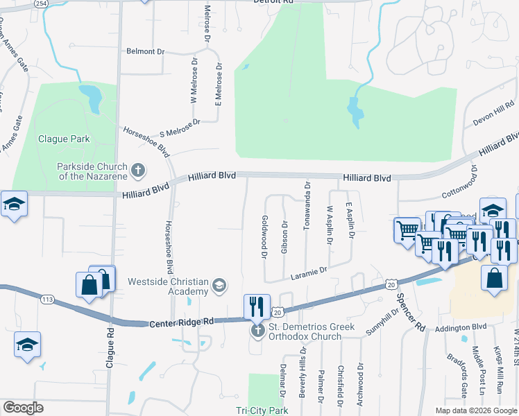 map of restaurants, bars, coffee shops, grocery stores, and more near 1771 Hunter's Point Lane in Westlake