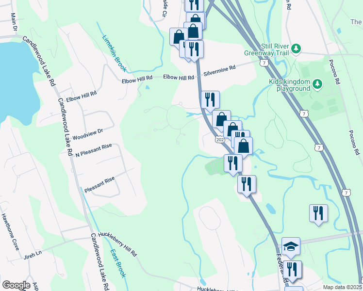 map of restaurants, bars, coffee shops, grocery stores, and more near 28 Oak Branch Drive in Brookfield