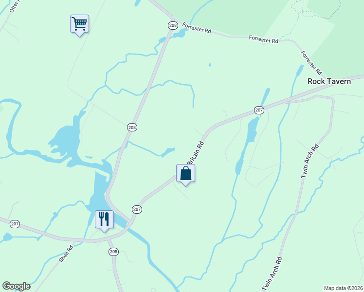 map of restaurants, bars, coffee shops, grocery stores, and more near 2358 New York 207 in Campbell Hall