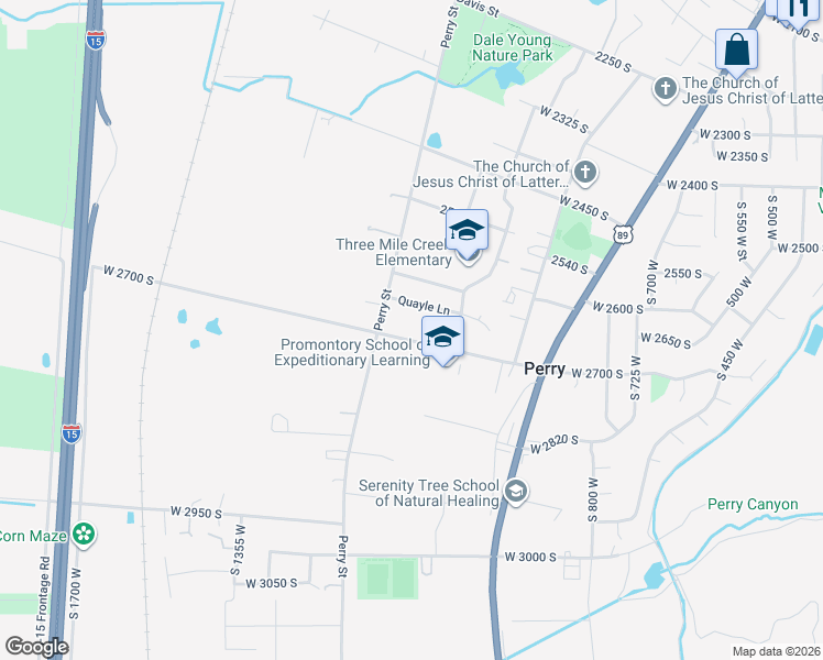 map of restaurants, bars, coffee shops, grocery stores, and more near 2725 Perry Street in Perry