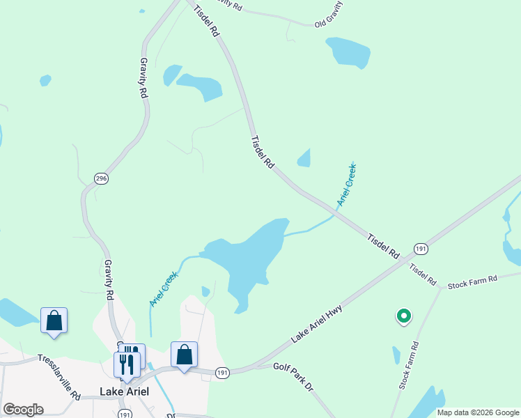 map of restaurants, bars, coffee shops, grocery stores, and more near 223 Tisdel Road in Wayne County