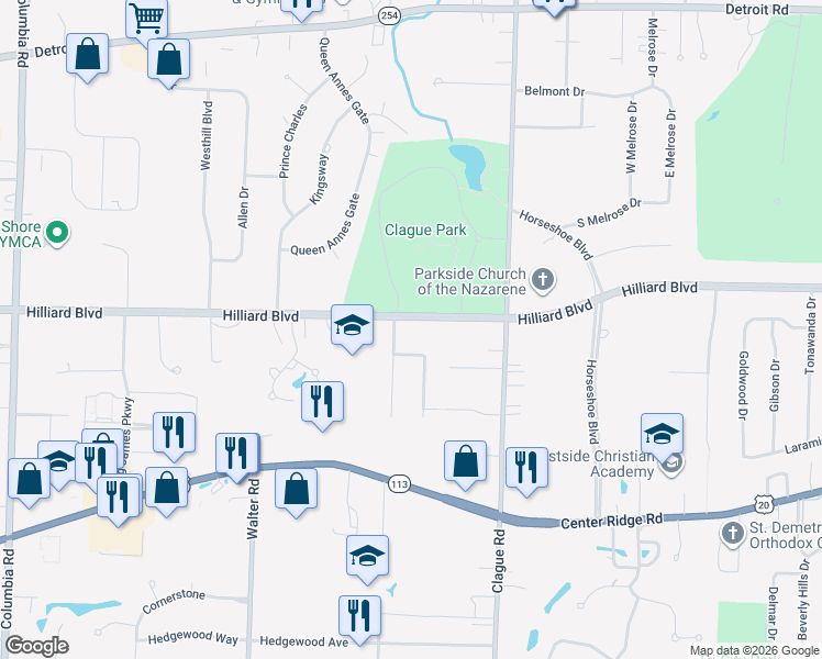 map of restaurants, bars, coffee shops, grocery stores, and more near 1783 Donna Drive in Westlake