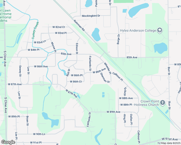 map of restaurants, bars, coffee shops, grocery stores, and more near 6998 West 86th Avenue in Crown Point