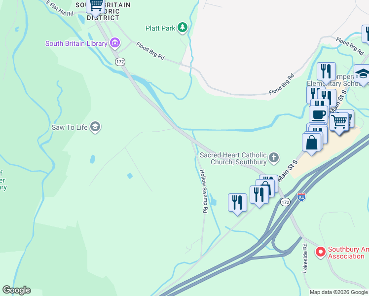 map of restaurants, bars, coffee shops, grocery stores, and more near 277 Hollow Swamp Road in Southbury