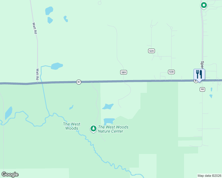 map of restaurants, bars, coffee shops, grocery stores, and more near 9601 Kinsman Road in Geauga County