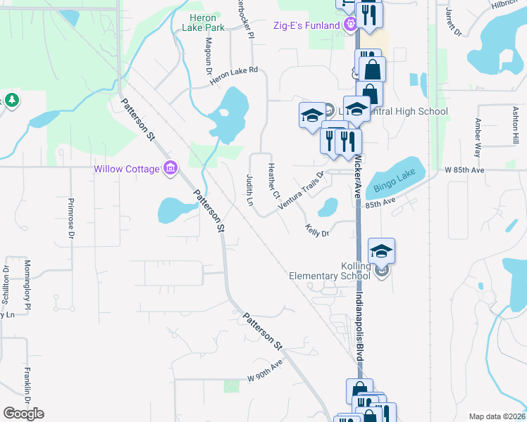 map of restaurants, bars, coffee shops, grocery stores, and more near 11638 Ventura Trails Drive in Saint John