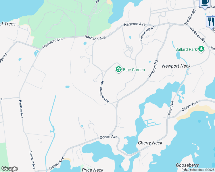 map of restaurants, bars, coffee shops, grocery stores, and more near 30 Hammersmith Road in Newport