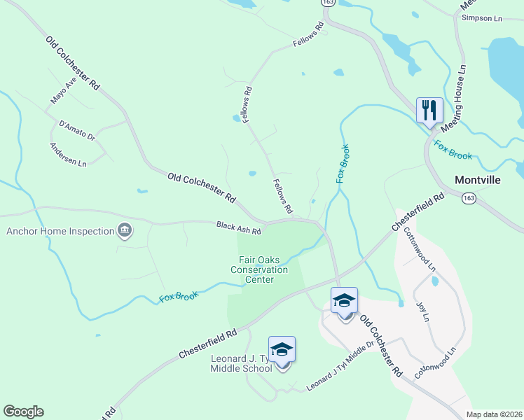 map of restaurants, bars, coffee shops, grocery stores, and more near 933 Old Colchester Road in Montville