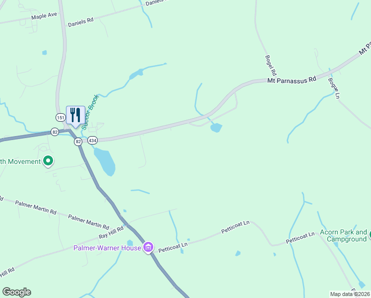 map of restaurants, bars, coffee shops, grocery stores, and more near 46 Mount Parnassus Road in East Haddam