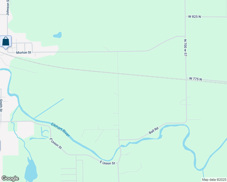 map of restaurants, bars, coffee shops, grocery stores, and more near 550 North 750 West in Ligonier
