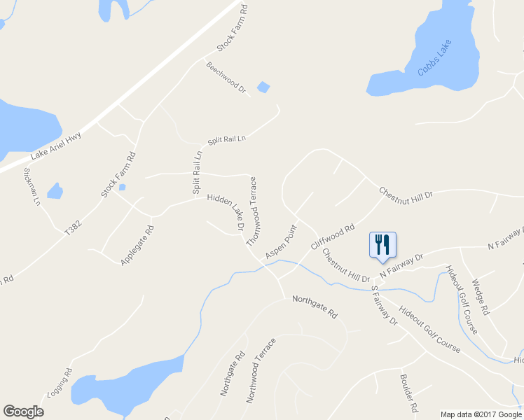 map of restaurants, bars, coffee shops, grocery stores, and more near 3750 Thornwood Terrace in Wayne County