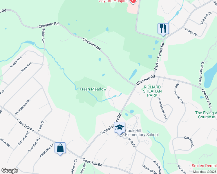 map of restaurants, bars, coffee shops, grocery stores, and more near 14 Rosick Road in Wallingford