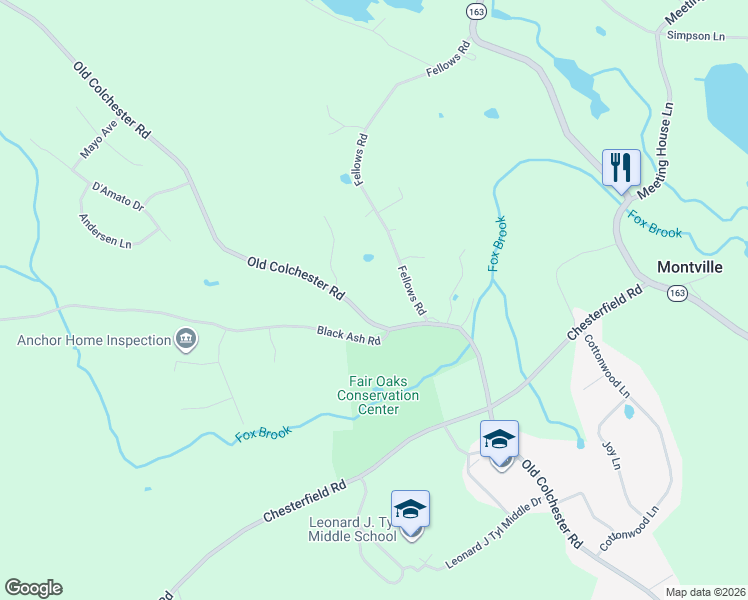 map of restaurants, bars, coffee shops, grocery stores, and more near 933 Old Colchester Road in Montville