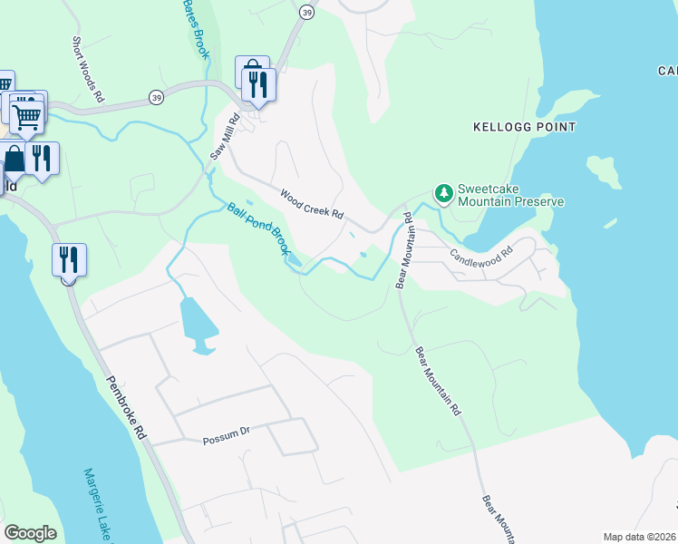 map of restaurants, bars, coffee shops, grocery stores, and more near 11 Musket Ridge Road in New Fairfield