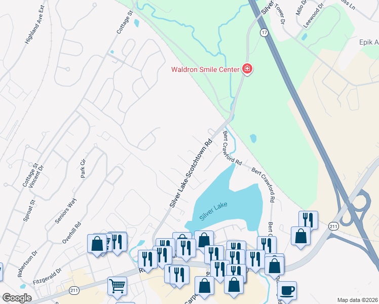 map of restaurants, bars, coffee shops, grocery stores, and more near 7 6th Street in Middletown