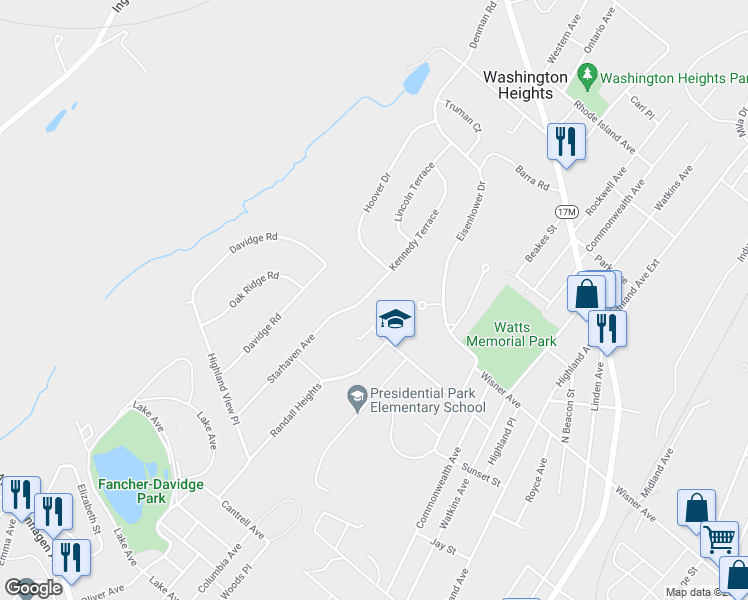 map of restaurants, bars, coffee shops, grocery stores, and more near 36 Kennedy Terrace in Middletown