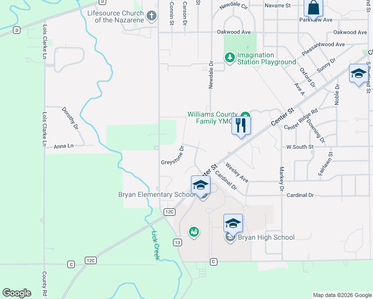 map of restaurants, bars, coffee shops, grocery stores, and more near 1003 Greystone Drive in Bryan