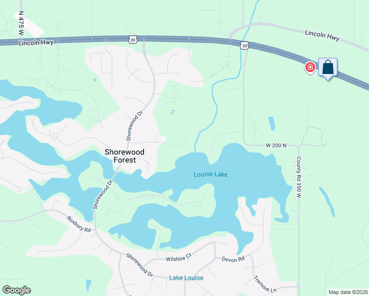 map of restaurants, bars, coffee shops, grocery stores, and more near 404-408 Shorewood Court in Valparaiso