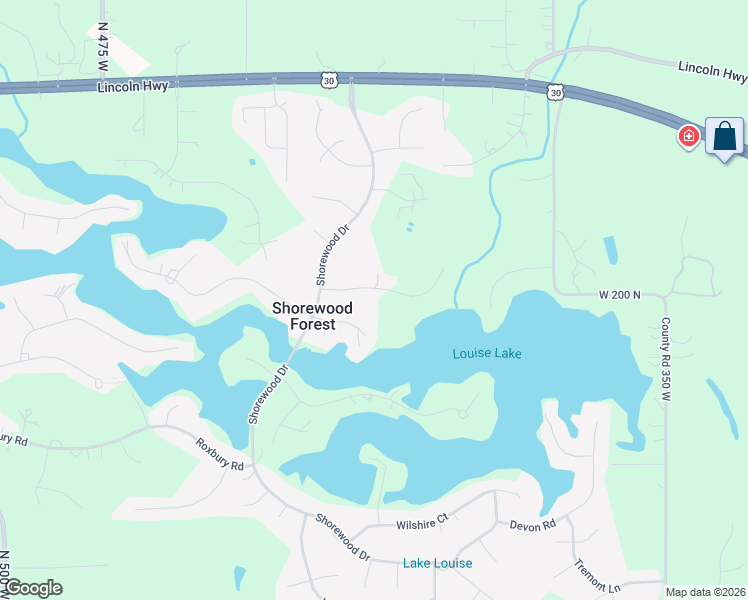 map of restaurants, bars, coffee shops, grocery stores, and more near 378-498 Shorewood Court in Valparaiso