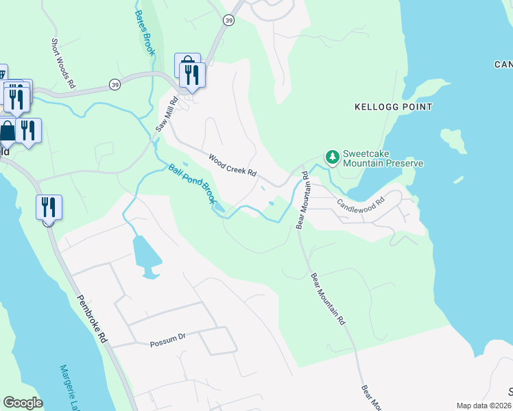 map of restaurants, bars, coffee shops, grocery stores, and more near 11 Musket Ridge Road in New Fairfield