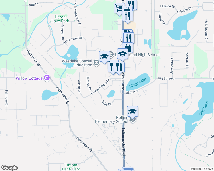 map of restaurants, bars, coffee shops, grocery stores, and more near 11427 Ventura Drive in Saint John