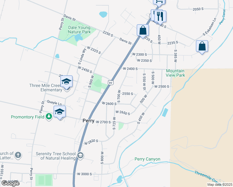 map of restaurants, bars, coffee shops, grocery stores, and more near 2548 South 700 West in Brigham City