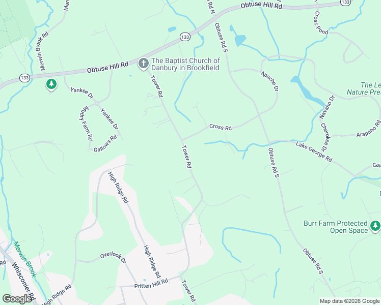map of restaurants, bars, coffee shops, grocery stores, and more near 1 Cross Road in Brookfield