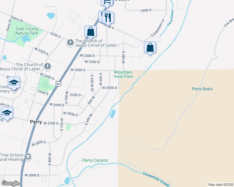 map of restaurants, bars, coffee shops, grocery stores, and more near 2510 Elm Grove Drive in Perry