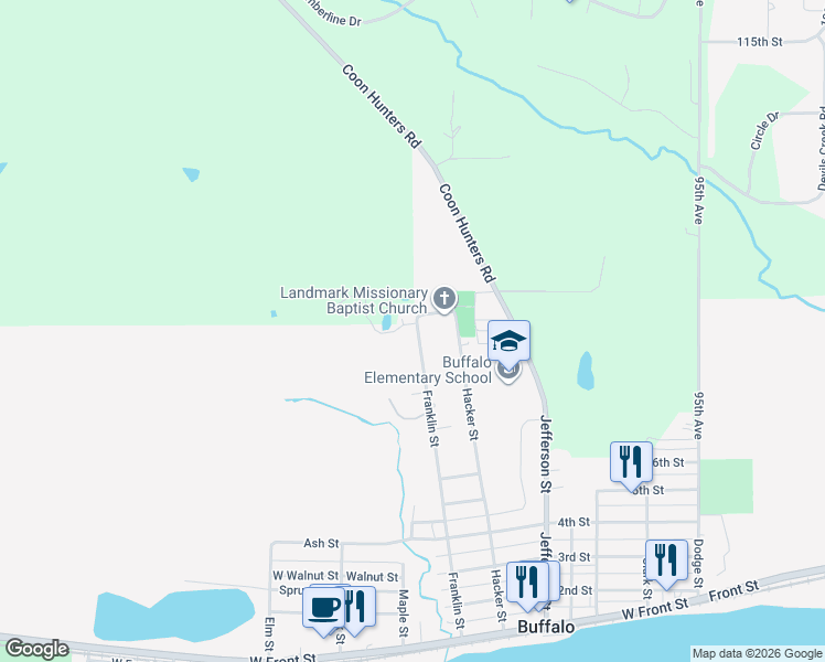 map of restaurants, bars, coffee shops, grocery stores, and more near 715-717 Enfield Drive in Buffalo