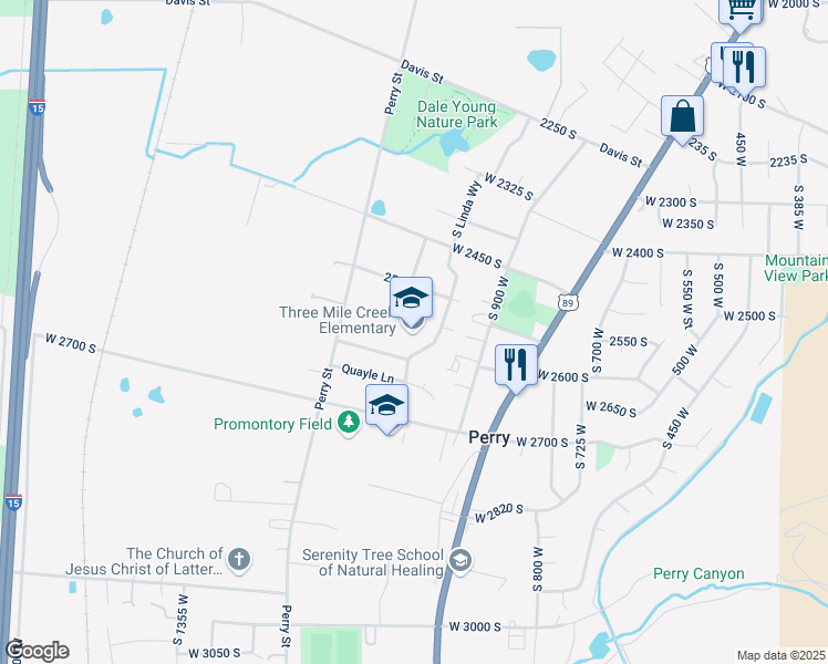 map of restaurants, bars, coffee shops, grocery stores, and more near in Perry
