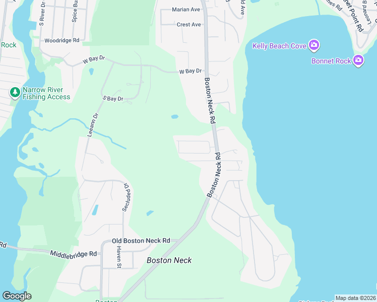map of restaurants, bars, coffee shops, grocery stores, and more near 32 North Hillview Drive in Narragansett