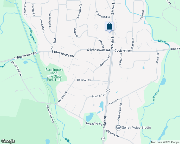 map of restaurants, bars, coffee shops, grocery stores, and more near 80 Harrison Road in Cheshire