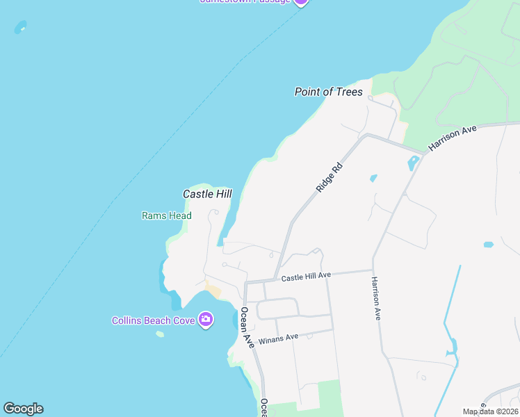 map of restaurants, bars, coffee shops, grocery stores, and more near 65 Ridge Road in Newport