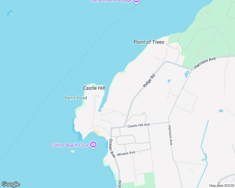 map of restaurants, bars, coffee shops, grocery stores, and more near 65 Ridge Road in Newport