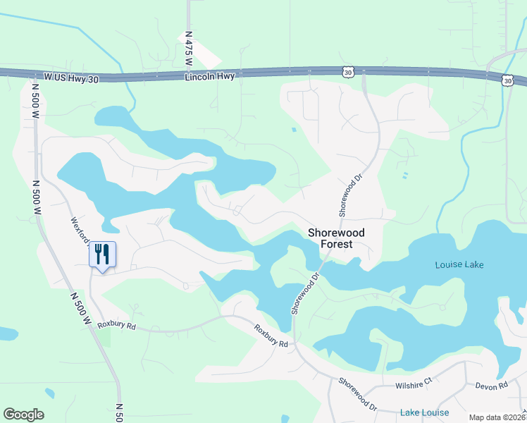 map of restaurants, bars, coffee shops, grocery stores, and more near 425-465 Scarborough Rd in Valparaiso