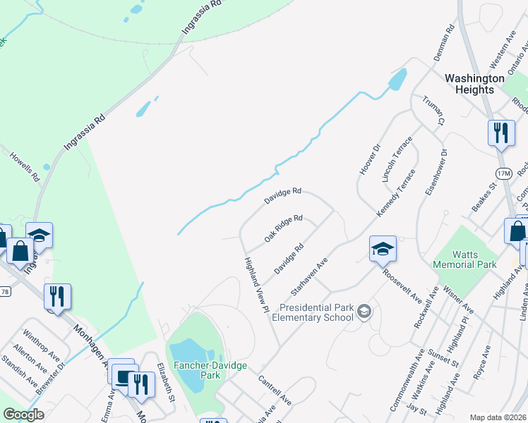 map of restaurants, bars, coffee shops, grocery stores, and more near 40 Highland View Place in Middletown